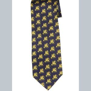 Tie Rack Silk Tie Navy Blue Gold Winged Lions Men's